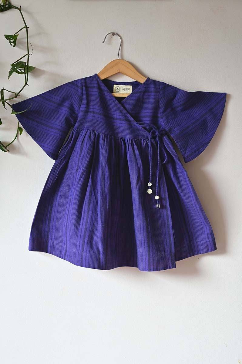 Buy Dancing Trees' Kimono, A Classic Ltwt Design With Flared Sleeves In Aubergine | Shop Verified Sustainable Kids Frocks & Dresses on Brown Living™