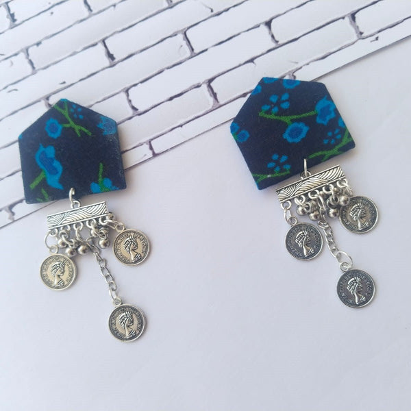 Buy Dark Blue Floral Printed Chain Earrings for Women | Shop Verified Sustainable Womens earrings on Brown Living™