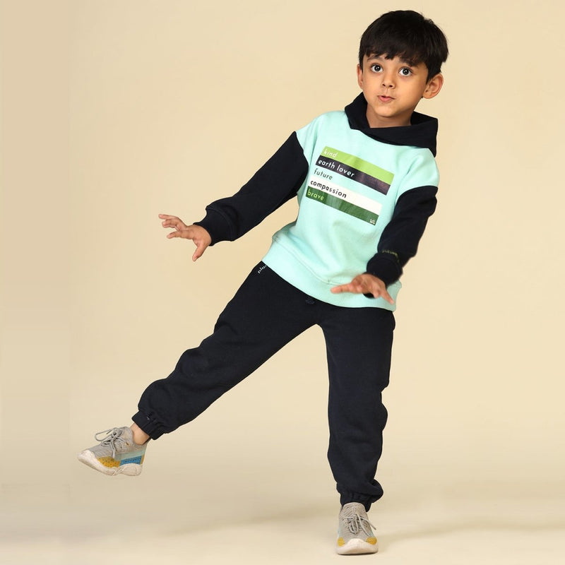 Buy Dark Blue Unisex Joggers in Cotton Fleece | Planet First | Shop Verified Sustainable Kids Pajamas on Brown Living™