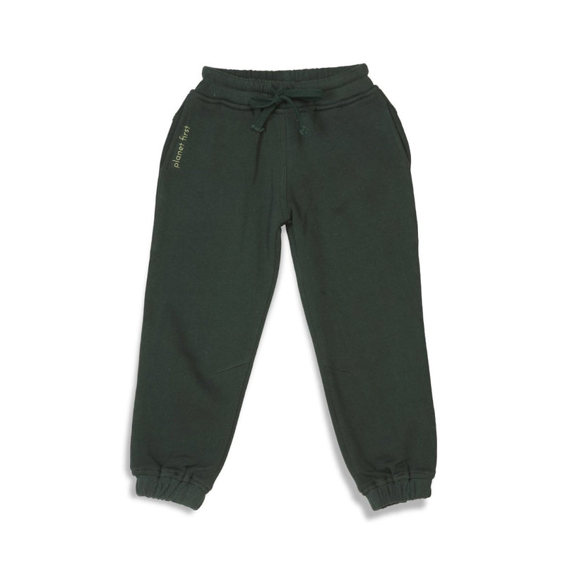 Buy Dark Green Unisex Joggers in Cotton Fleece | Planet First | Shop Verified Sustainable Kids Pajamas on Brown Living™
