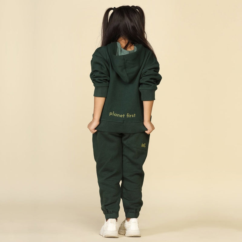 Buy Dark Green Unisex Joggers in Cotton Fleece | Planet First | Shop Verified Sustainable Kids Pajamas on Brown Living™