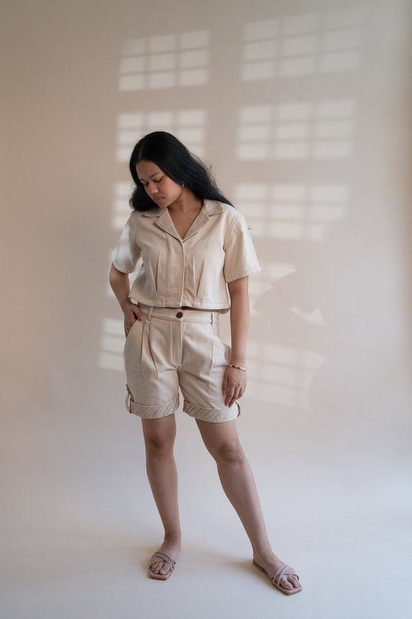 Buy Dawning Denim Crop Jacket & Shorts Set | Shop Verified Sustainable Products on Brown Living