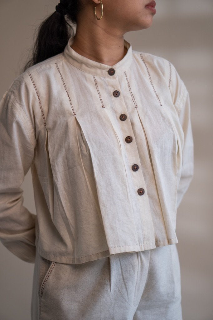 Buy Dawning Pleated Crop Shirt | Shop Verified Sustainable Womens Shirt on Brown Living™