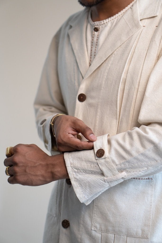 Buy Dawning Unisex Pleated Blazer | 30s cotton blazer | Shop Verified Sustainable Mens Blazer on Brown Living™