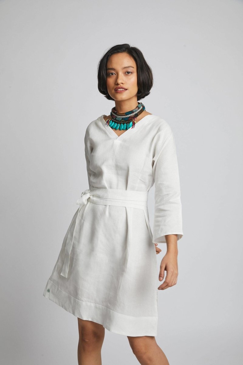 Dazzle Tie Up Dress White | Verified Sustainable by Brown Living™