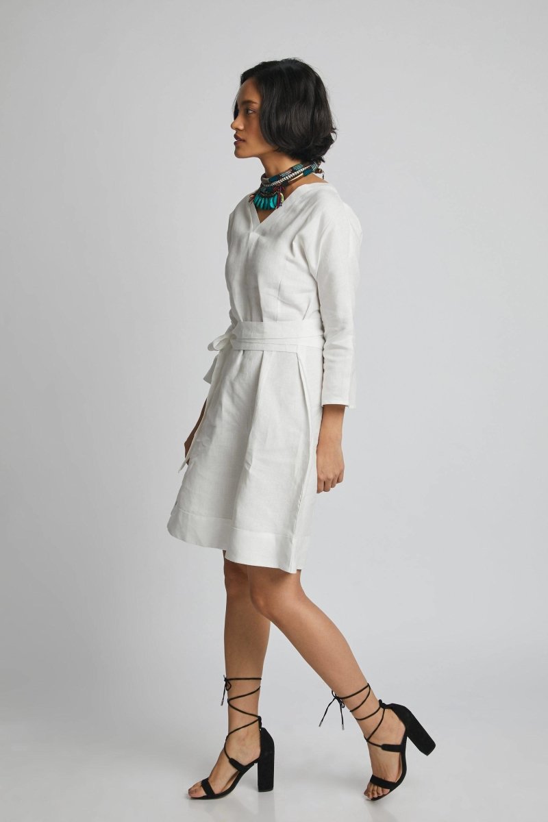 Dazzle Tie Up Dress White | Verified Sustainable by Brown Living™