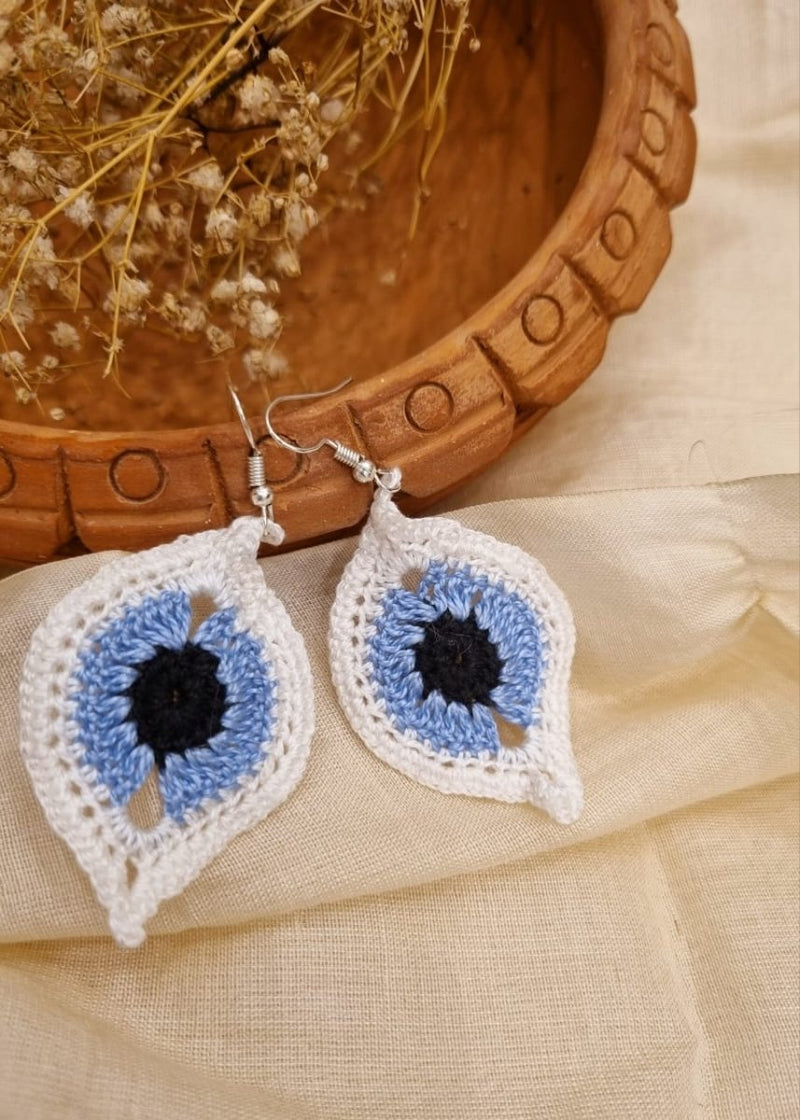Buy Deep Sea Crochet Earrings | Handwoven earrings | Shop Verified Sustainable Products on Brown Living
