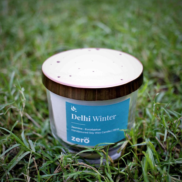 Buy Delhi Winters Jasmine Eucalyptus | Scented Soy Wax Candle | 150 gm | Shop Verified Sustainable Candles & Fragrances on Brown Living™