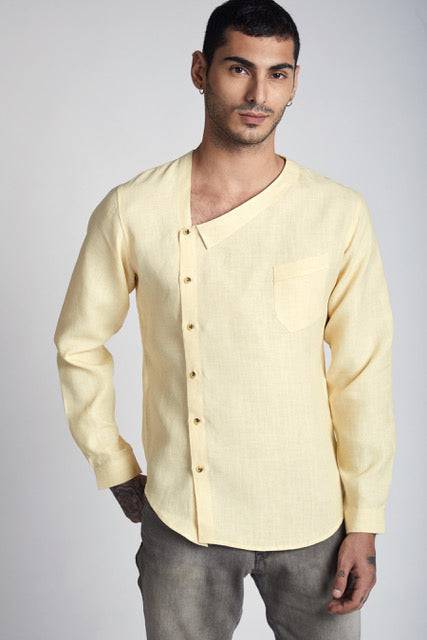Buy Delta Asymmetric Shirt Light Yellow | Shop Verified Sustainable Products on Brown Living