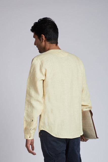 Buy Delta Asymmetric Shirt Light Yellow | Shop Verified Sustainable Mens Shirt on Brown Living™