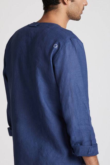 Delta Asymmetric Shirt Navy | Verified Sustainable by Brown Living™