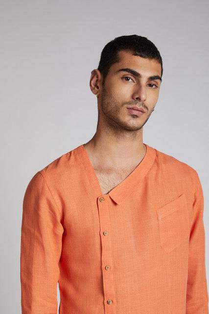 Buy Delta Asymmetric Shirt Orange | Shop Verified Sustainable Products on Brown Living