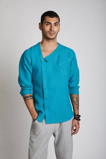 Buy Delta Asymmetric Shirt Teal | Shop Verified Sustainable Products on Brown Living