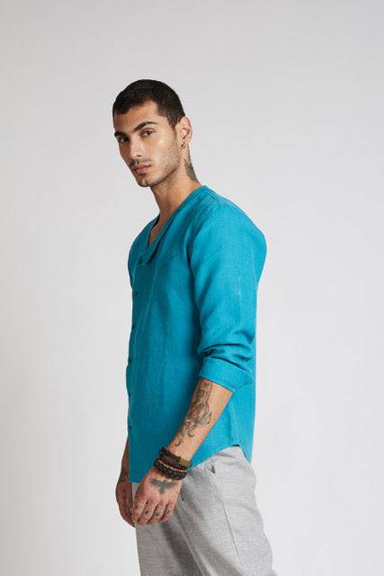 Buy Delta Asymmetric Shirt Teal | Shop Verified Sustainable Products on Brown Living