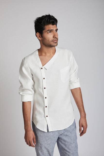 Buy Delta Asymmetric Shirt White | Shop Verified Sustainable Mens Shirt on Brown Living™