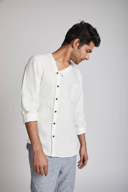 Delta Asymmetric Shirt White | Verified Sustainable by Brown Living™