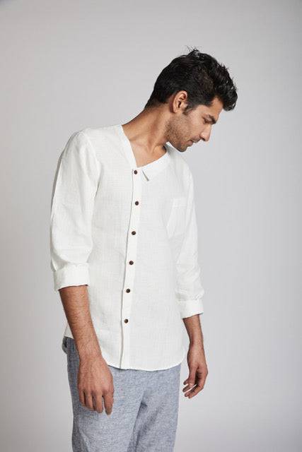 Buy Delta Asymmetric Shirt White | Shop Verified Sustainable Products on Brown Living