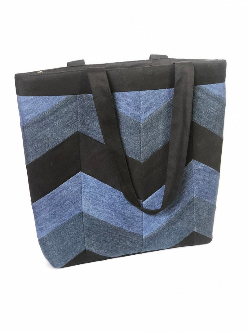 Buy Denim Tote - Chevron Patchwork | Shop Verified Sustainable Products on Brown Living