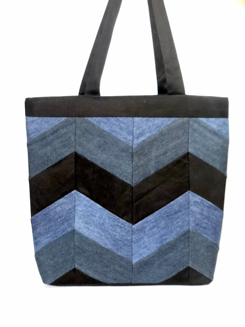 Buy Denim Tote - Chevron Patchwork | Shop Verified Sustainable Products on Brown Living