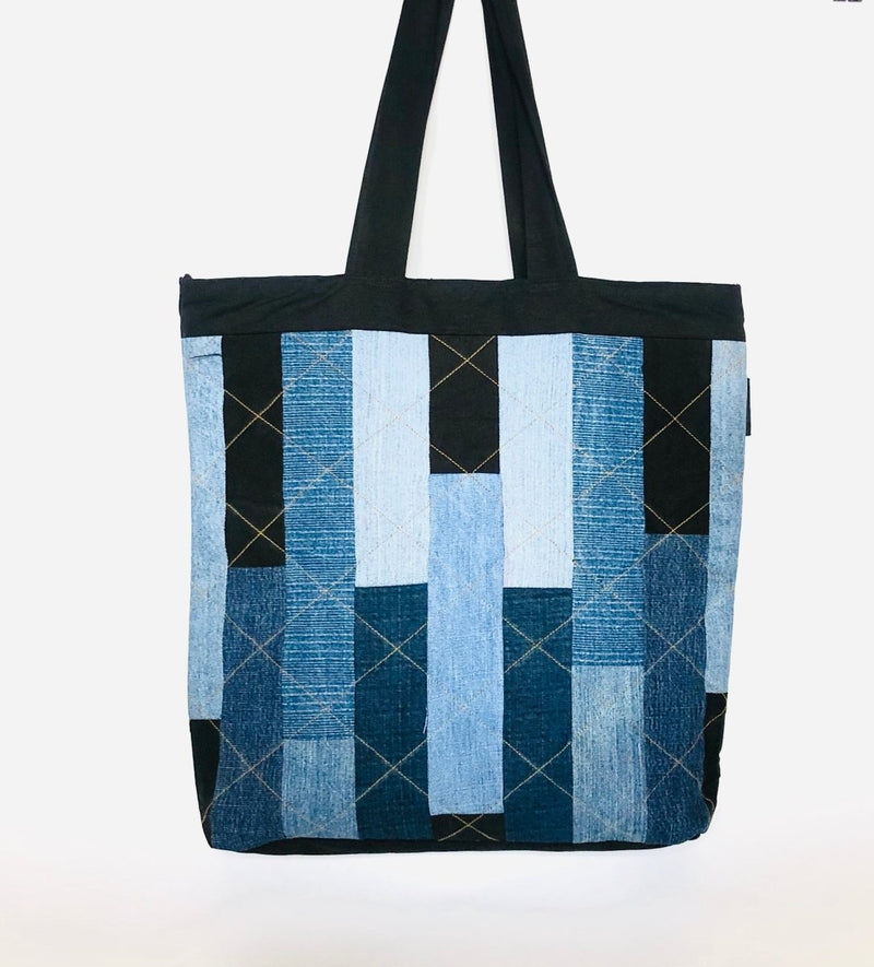 Buy Denim Tote - Rectangular Patchwork | Shop Verified Sustainable Products on Brown Living