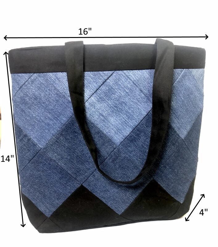 Buy Denim Tote - Square Patchwork | Shop Verified Sustainable Products on Brown Living