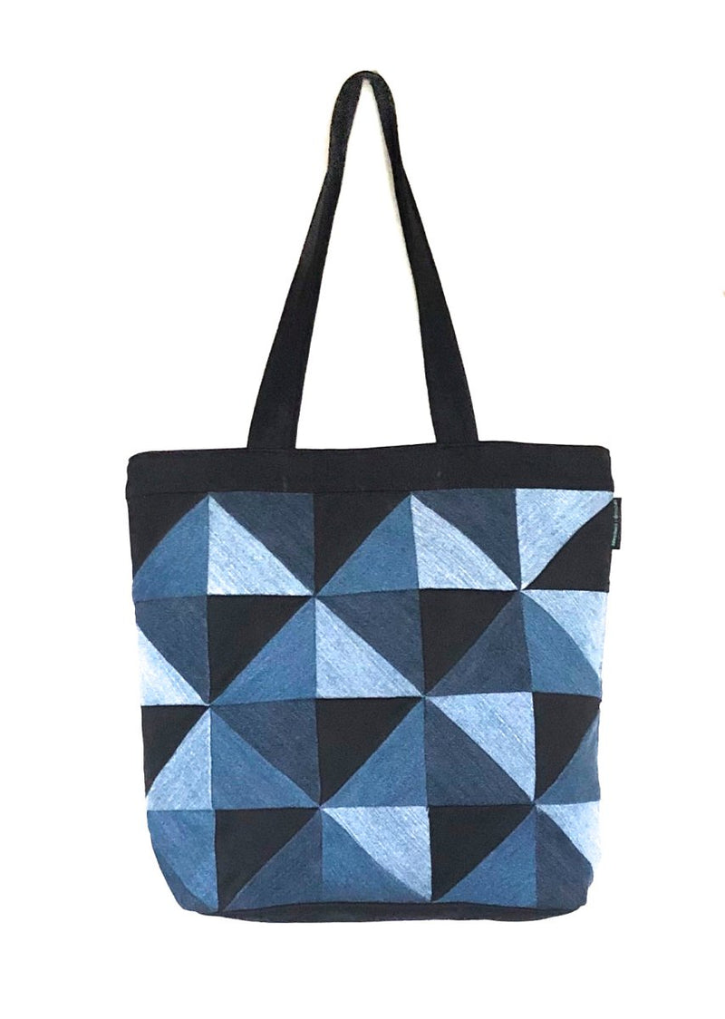 Buy Denim Tote - Triangular Patchwork | Shop Verified Sustainable Products on Brown Living