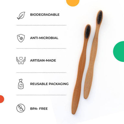 Dental Kit | 1 Copper Tongue Cleaner | 1 Bamboo Toothbrush S Shaped Curved | Verified Sustainable by Brown Living™