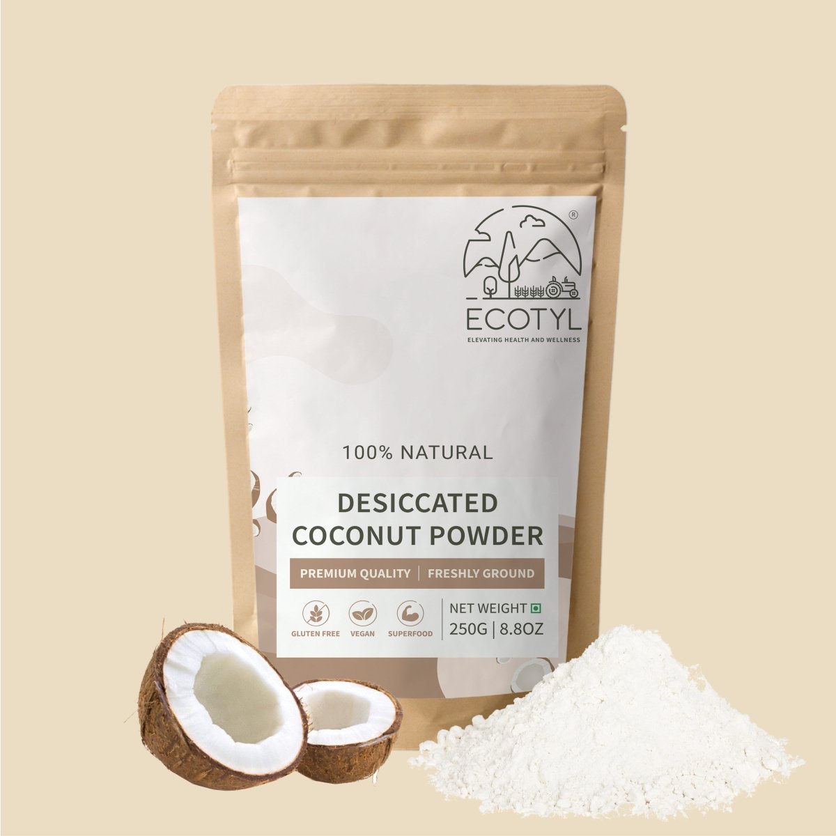 Desiccated Unsweetened Coconut Powder | 250g | Verified Sustainable by Brown Living™