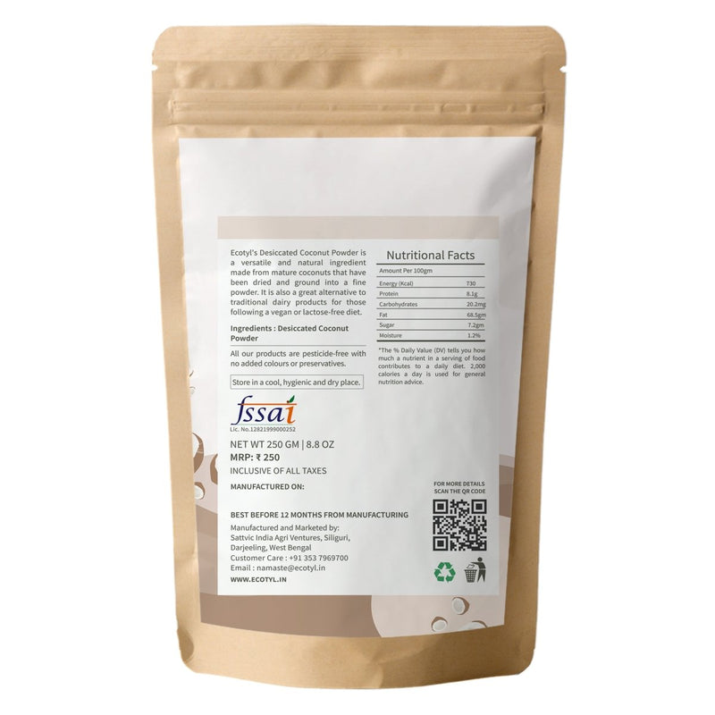 Buy Desiccated Unsweetened Coconut Powder | 250g | Shop Verified Sustainable Cooking & Baking Supplies on Brown Living™