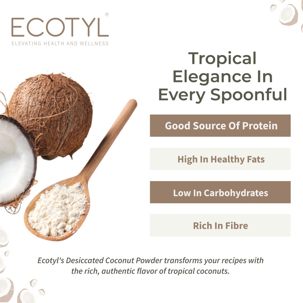 Desiccated Unsweetened Coconut Powder | 250g | Verified Sustainable by Brown Living™