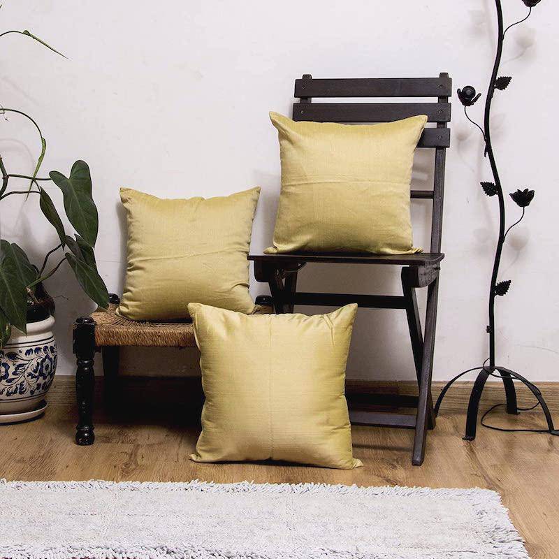 Buy Designer Cushion Cover with Premium Handmade Silk Fabric (Forest Green) Set of 2 & 5 | Shop Verified Sustainable Products on Brown Living