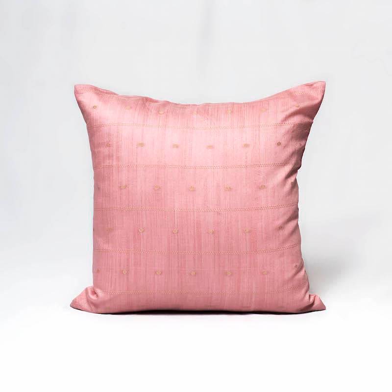 Buy Designer Cushion Cover with Premium Textured Woven Silk Fabric (Rose Pink) Set of 2 & 5 | Shop Verified Sustainable Products on Brown Living