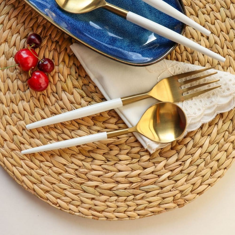 Designer Steel Cutlery Set (white) | Verified Sustainable Kitchen on Brown Living™