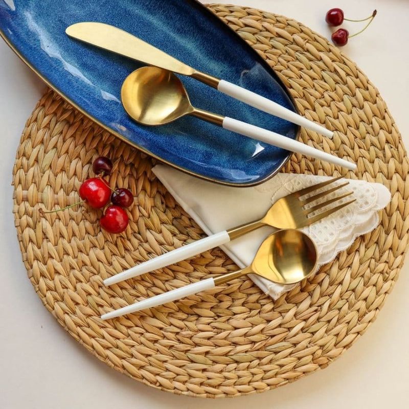 Designer Steel Cutlery Set (white) | Verified Sustainable Kitchen on Brown Living™