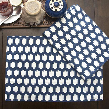 Designer Table Mats / Placements Made With Thick cotton Fabric - 12x18 inch, African Mali Print | Verified Sustainable by Brown Living™