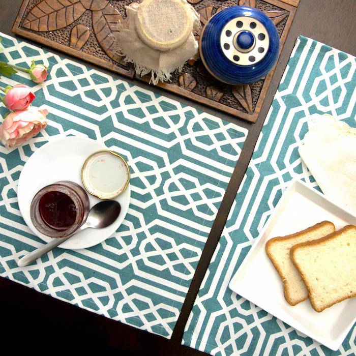 Buy Designer Table Mats / Placements Made With Thick Cotton Fabric - 12x18 inch - Sea Green Pattern | Shop Verified Sustainable Table Linens on Brown Living™