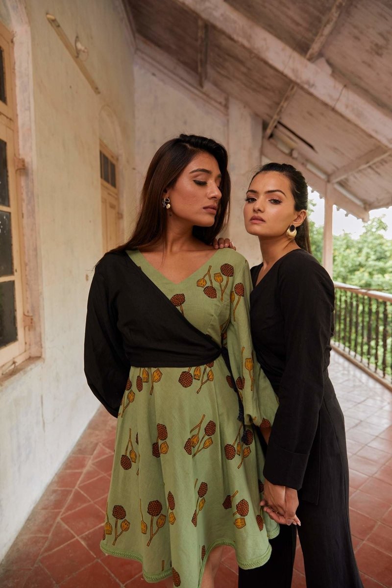 Buy Diagonal Lotus Pods Dress Set | Shop Verified Sustainable Womens Dress on Brown Living™
