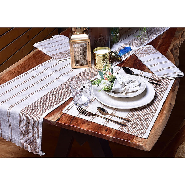 Buy Diamond Ribbed Table Cotton Runner | Shop Verified Sustainable Products on Brown Living