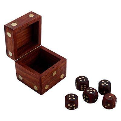 Handcrafted Box and 5 Dice Set Paperweight Puzzle | Verified Sustainable by Brown Living™