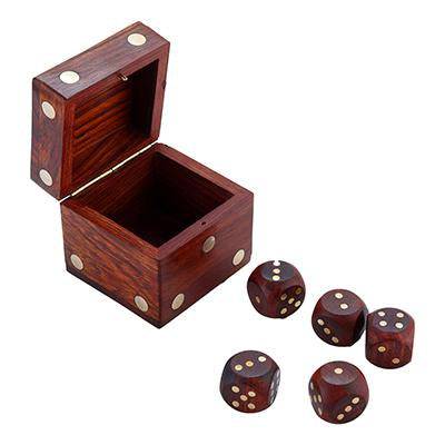 Handcrafted Box and 5 Dice Set Paperweight Puzzle | Verified Sustainable by Brown Living™