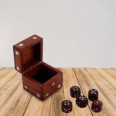 Handcrafted Box and 5 Dice Set Paperweight Puzzle | Verified Sustainable by Brown Living™