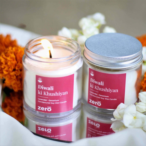 Buy Diwali Vibrance | Lavender Geranium Fragrance | Scented soy wax candle | 100 gm | Shop Verified Sustainable Candles & Fragrances on Brown Living™