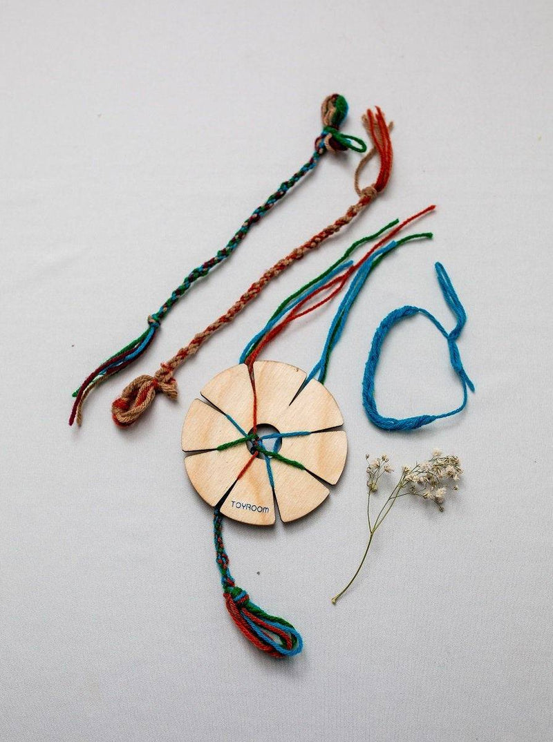 Buy DIY Rakhi / Friendship Band Maker - Lucet Knitting Fork & Kumihimo Flower Set | Shop Verified Sustainable Products on Brown Living