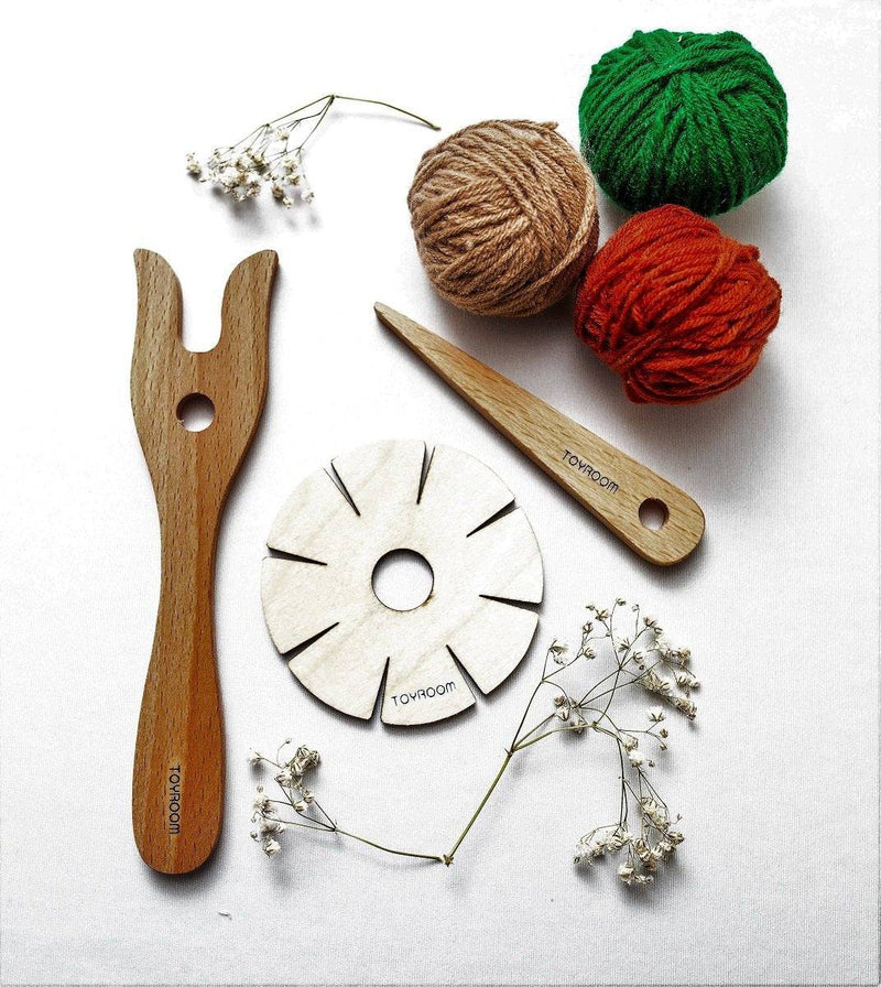 Buy DIY Rakhi / Friendship Band Maker - Lucet Knitting Fork & Kumihimo Flower Set | Shop Verified Sustainable Products on Brown Living