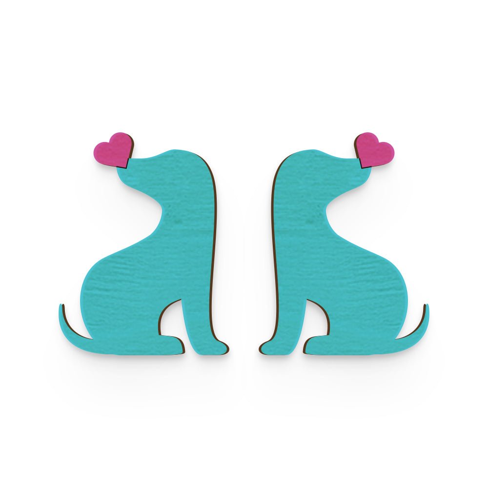 Dog Heart Hand Painted Wooden Earring | Verified Sustainable by Brown Living™