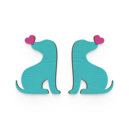 Dog Heart Hand Painted Wooden Earring | Verified Sustainable by Brown Living™