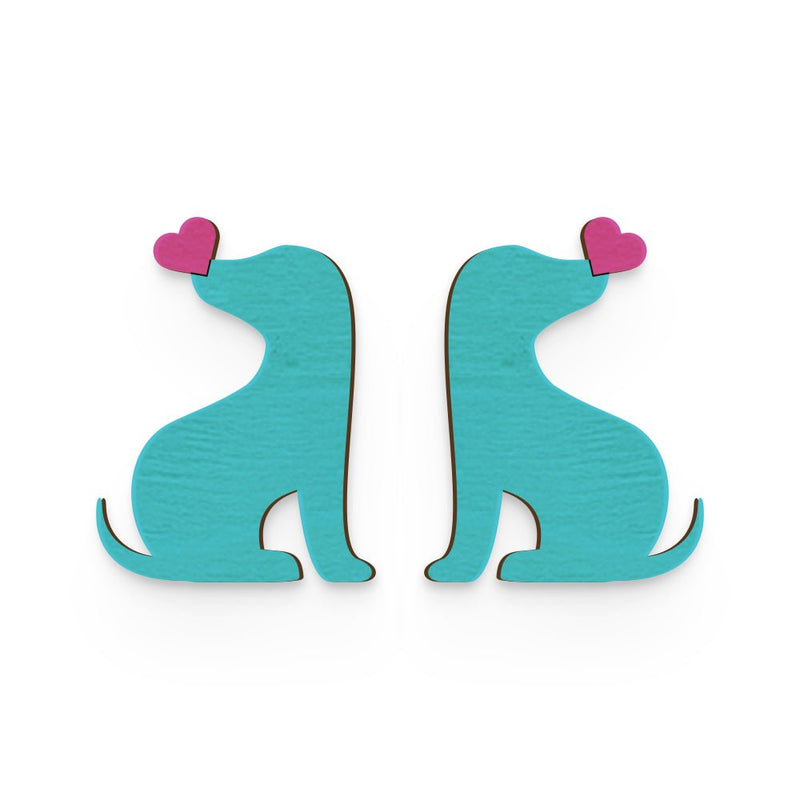 Buy Dog Heart Hand Painted Wooden Earring | Shop Verified Sustainable Products on Brown Living
