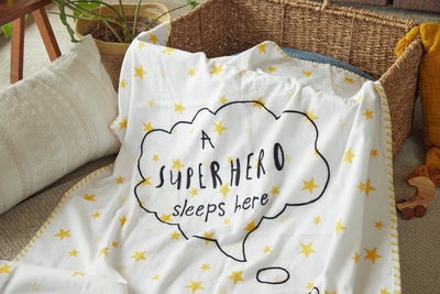 Dohar - Superbaby Flies Over Town - Emroidered – Bed Linens on Brown Living™. SKU: 249 - 16145 - MSY - CDB - 0031C - BlackEmb. Img 14.