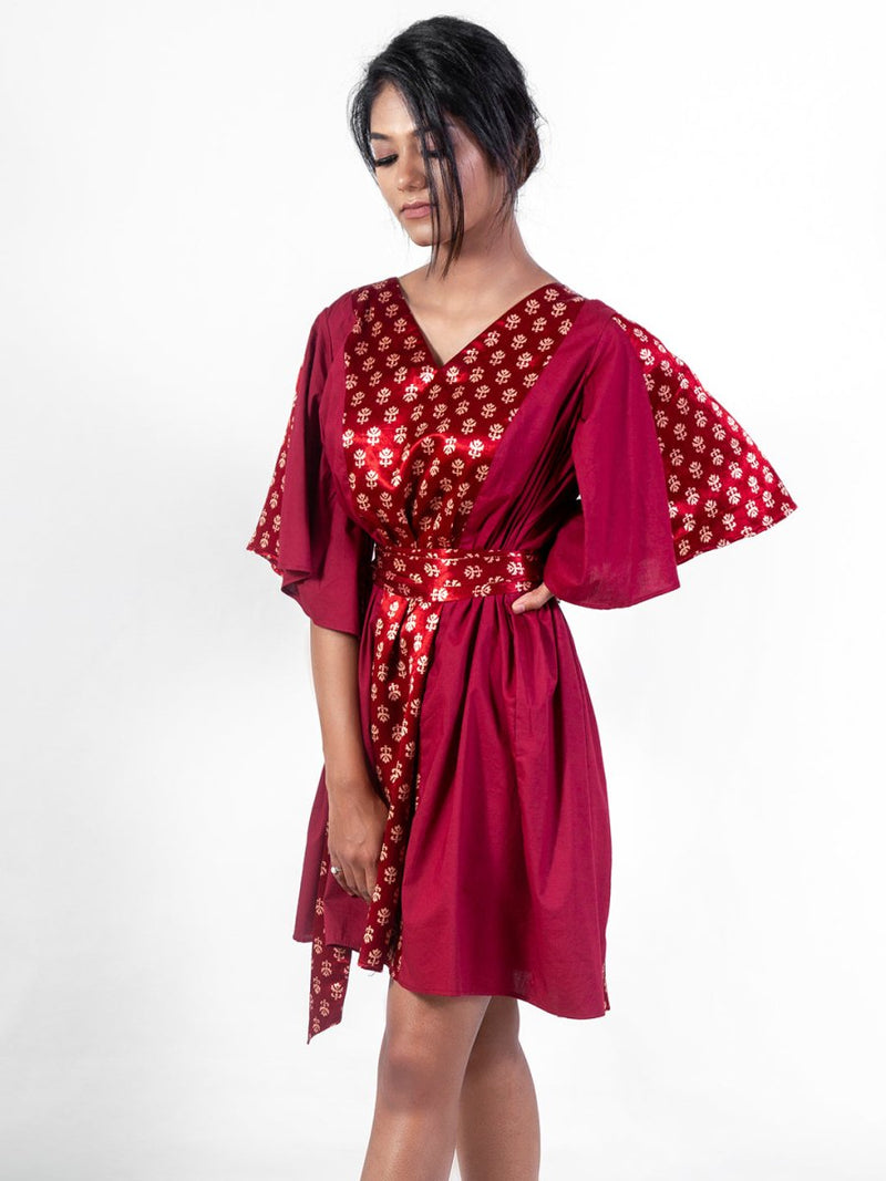 Buy Doki Doki Dress | Womens Maroon Dress | Made with Modal | Shop Verified Sustainable Womens Dress on Brown Living™