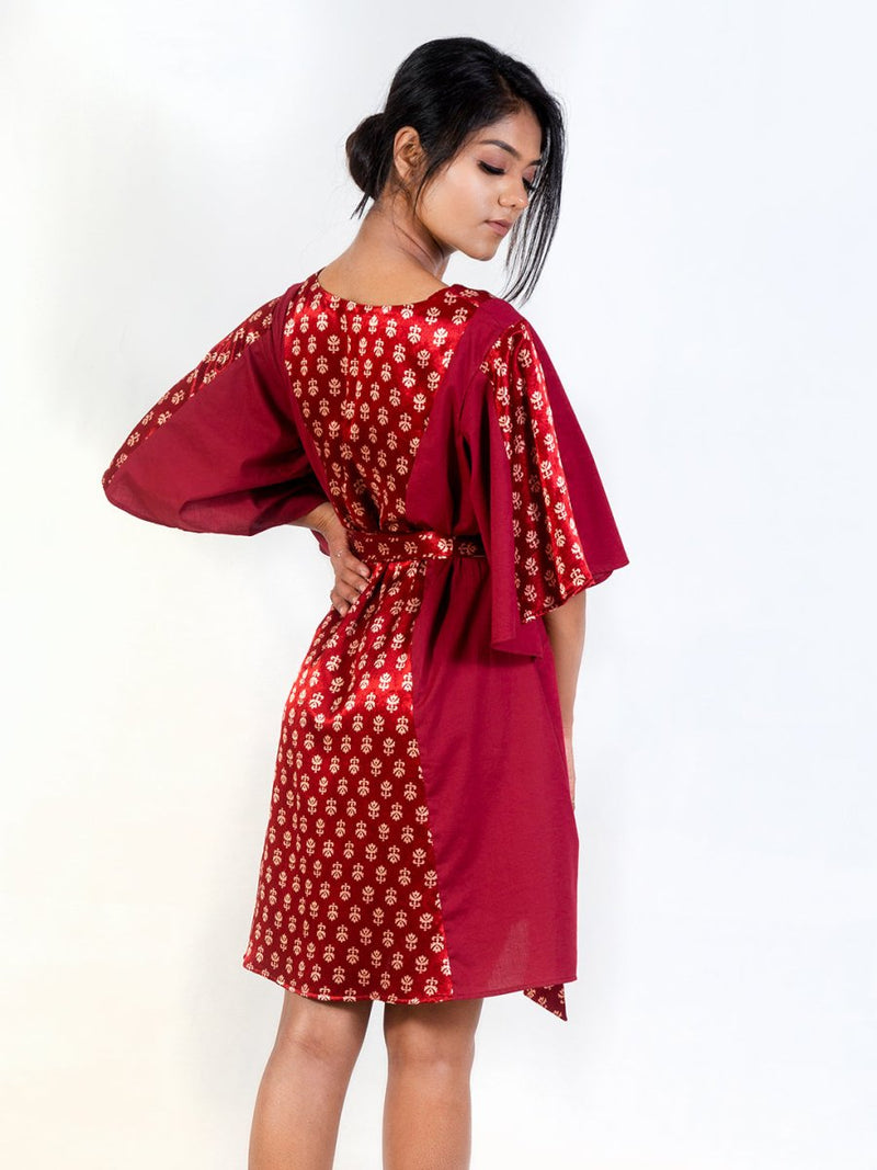 Buy Doki Doki Dress | Womens Maroon Dress | Made with Modal | Shop Verified Sustainable Products on Brown Living